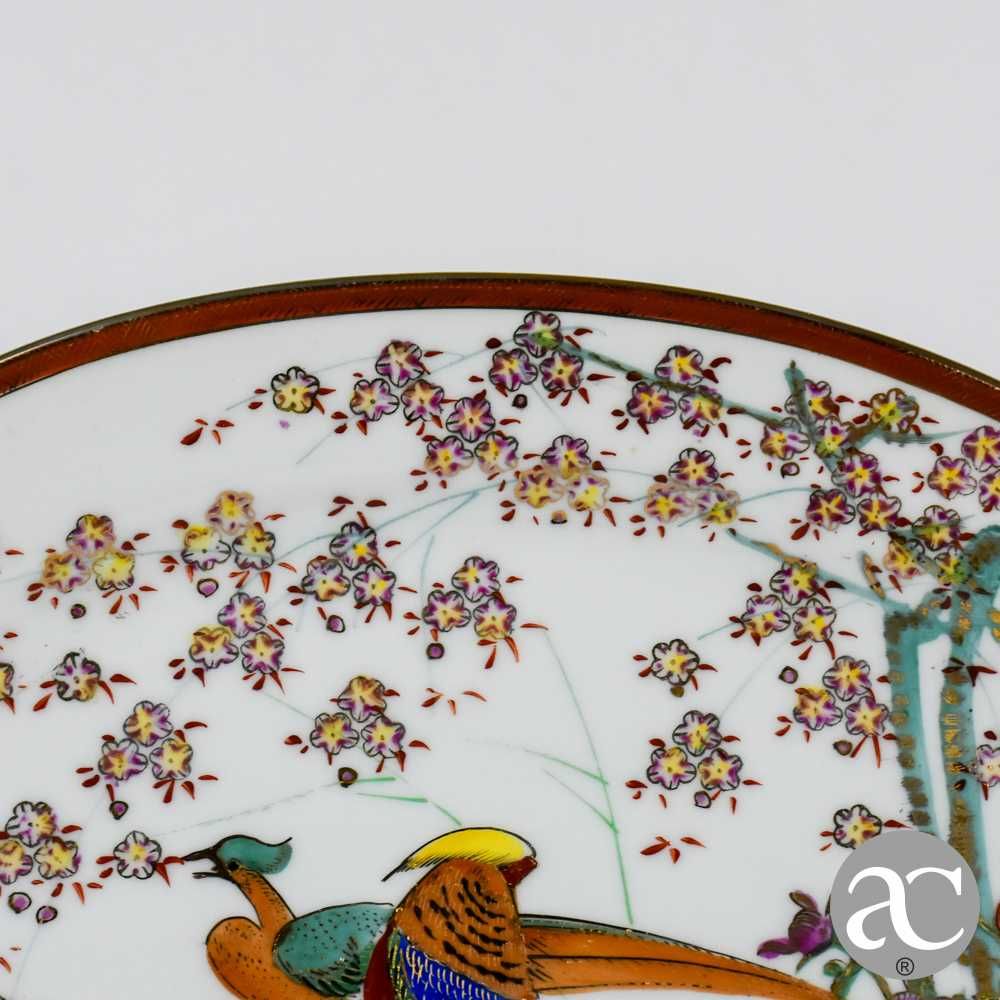 Travessa porcelana da China, decoração faisões e flores, Circa 1970