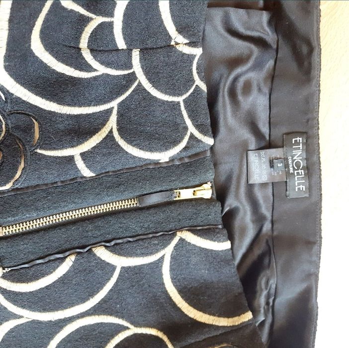 Etincelle couture Франция костюм M/L 46/48р пиджак рукав юбка шерсть.