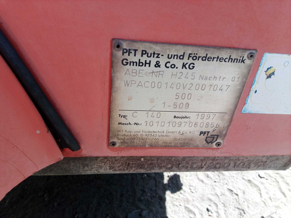 PFT Silomat C 140 z Niemiec faktura VAT cena brutto (netto 11 300)