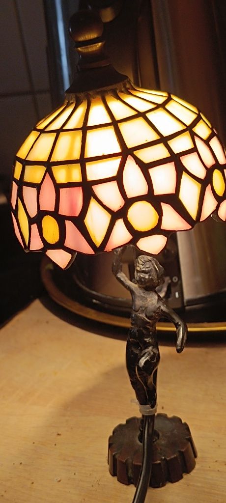 Лампа настольная Тифони мини абажур стекло фигурка бронза оригинал