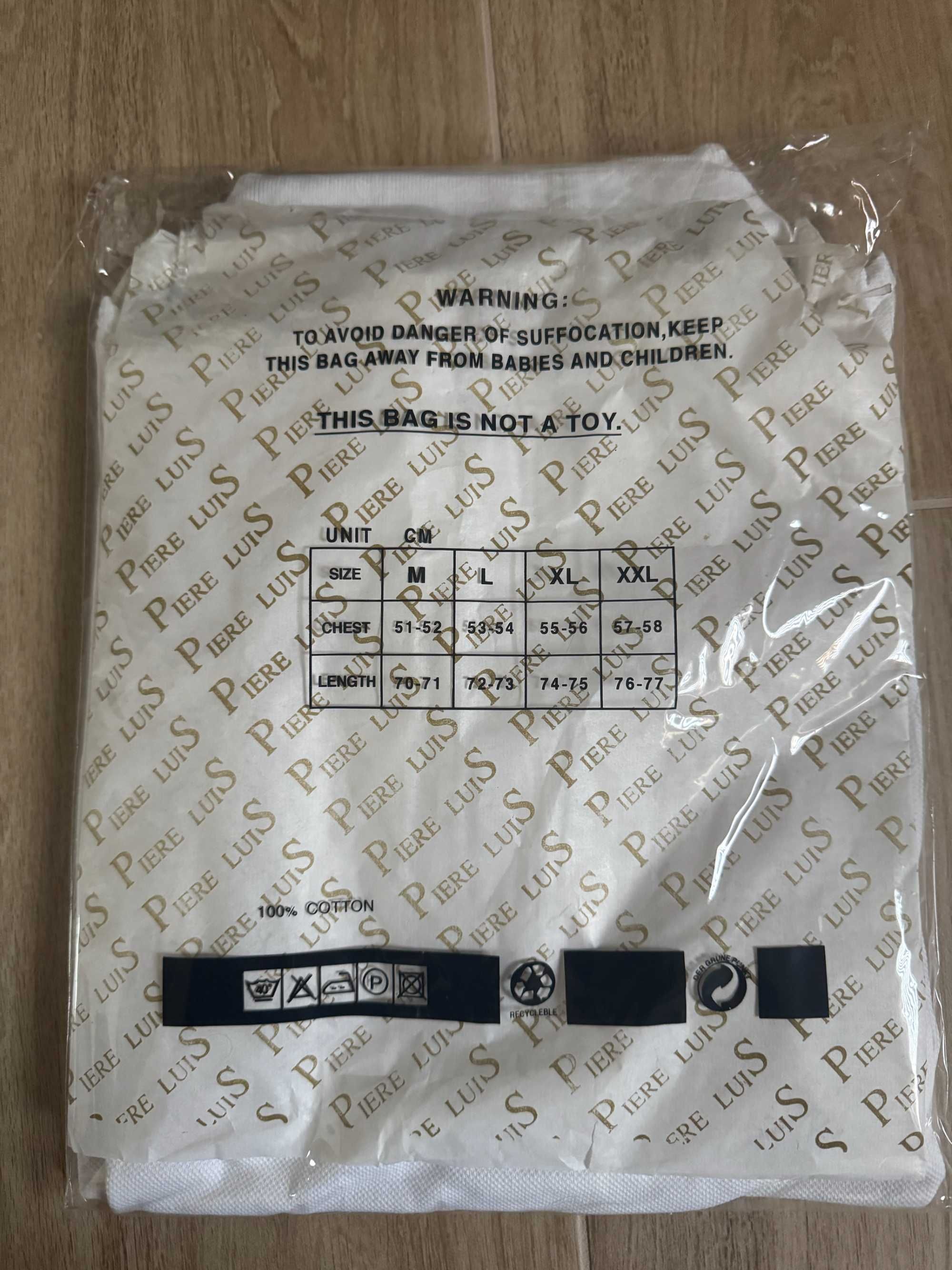 Koszulka polo biała PIERE LUIS M L XL XXL 100% BAWEŁNA 1 klasa