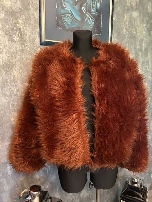 Fajne futerko sztuczne - kolor miedziany r.L