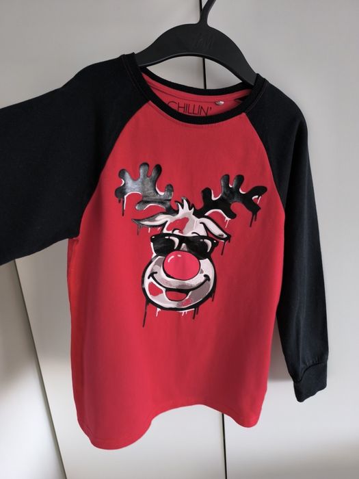 Next koszulka świąteczna Mikołaj renifer r.128