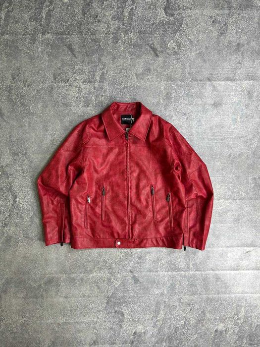 jacket куртка шкіряна курточка червона кожаная S M L XL