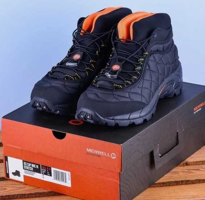 Высокие зимние термо кроссовки Мерелл черные Merrell