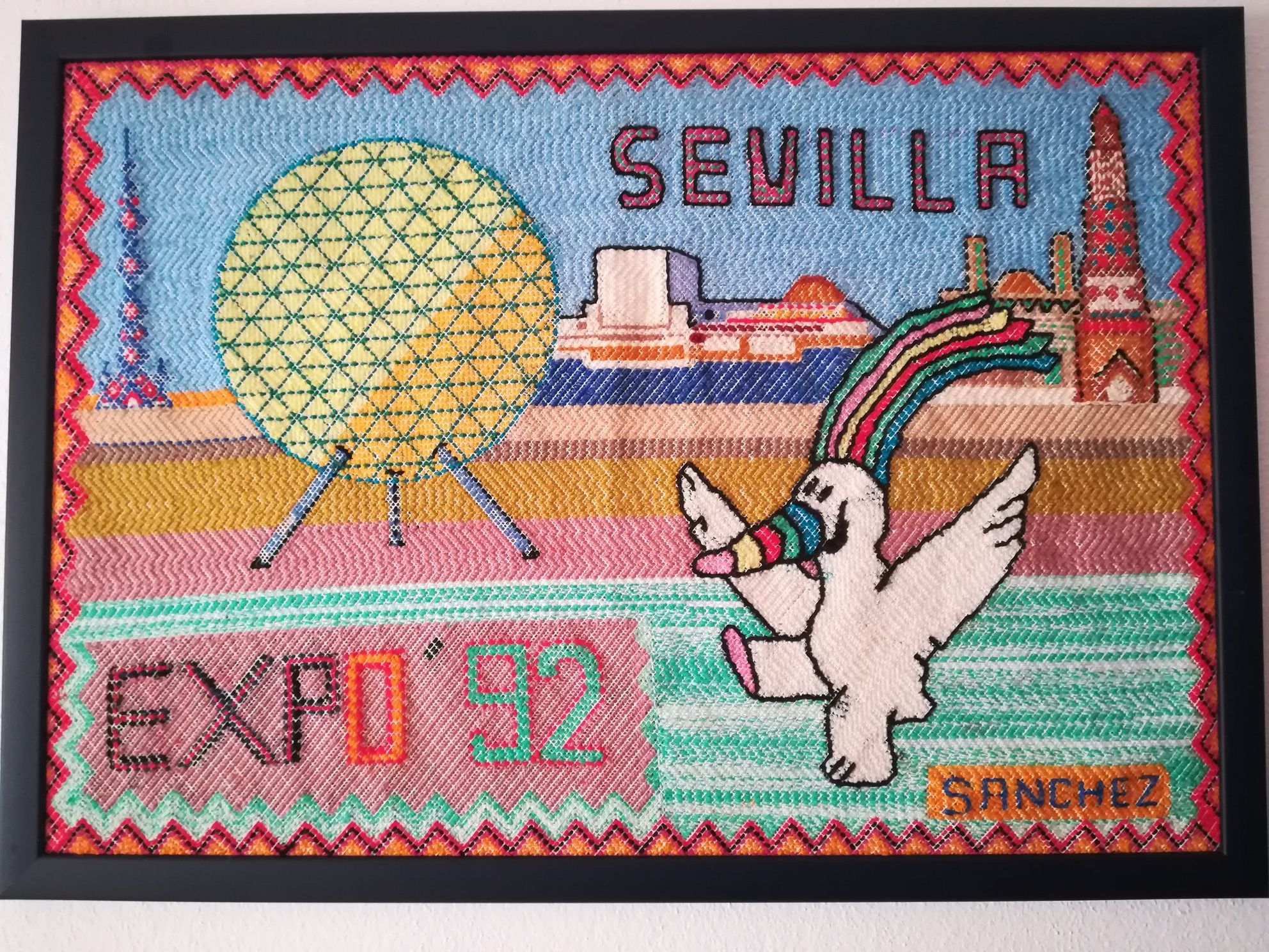 Quadro em lã da expo Sevilha 92