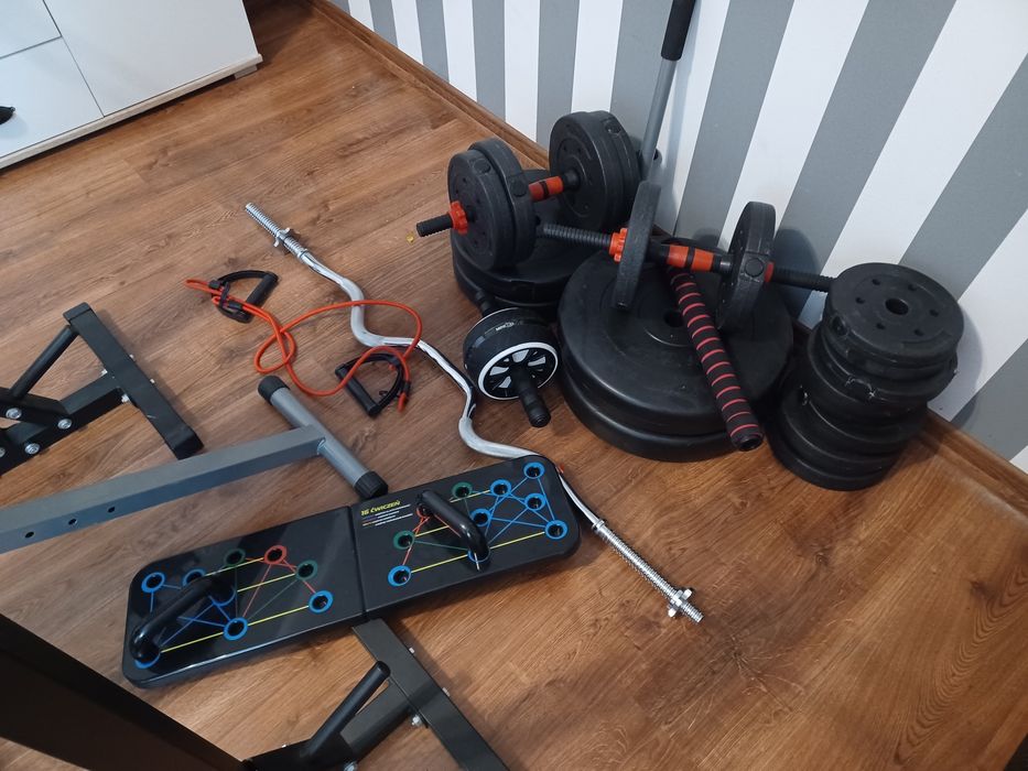 Siłownia ławeczka gryf hantle obciążenie