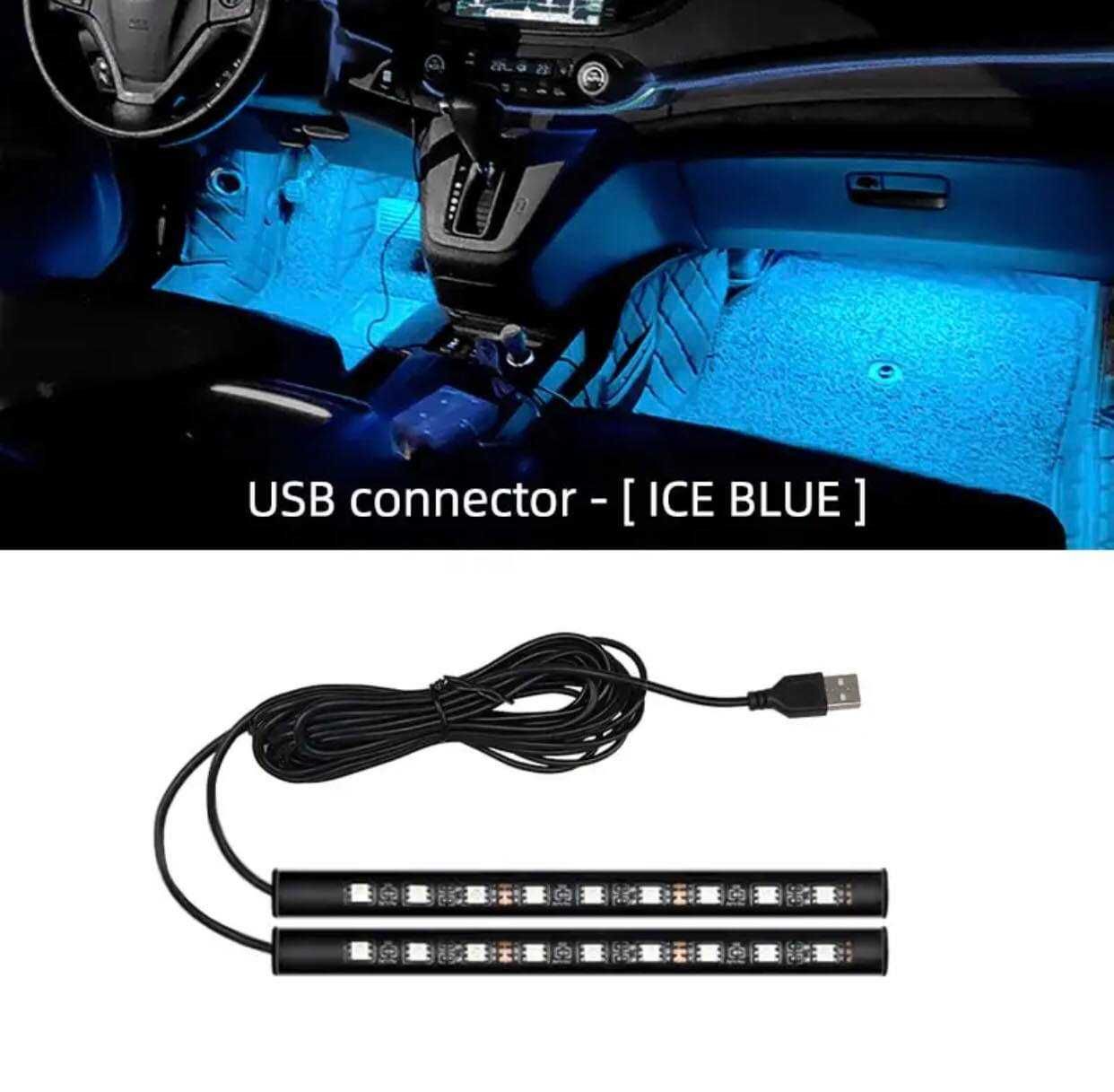 Luz Led Interior Carro USB Azul