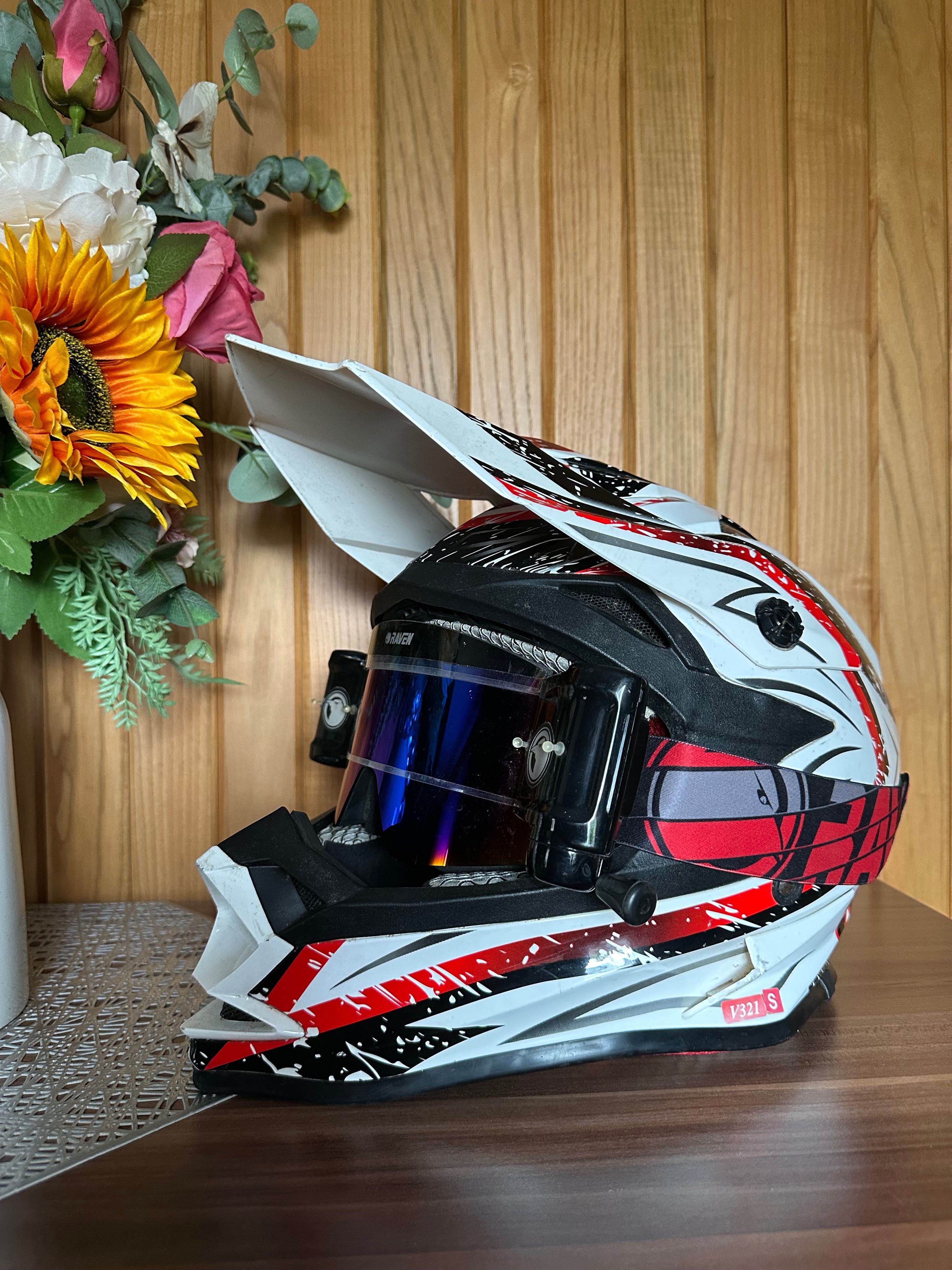 Kask z goglami cross V-can S