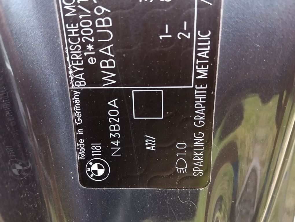 Kpl tył BMW E87 E81 SPARKLING GRAPHITE A22/ A22 klapa zderzak lampa