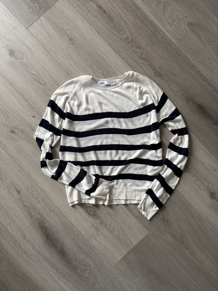 Кофта вільного фасону оверсайз у смужку біла чорна zara s