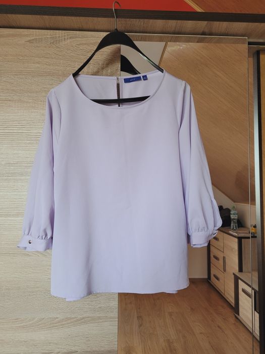 Liliowa fioletowa pastelowa koszula bluzka koszulowa M 38 elegancka