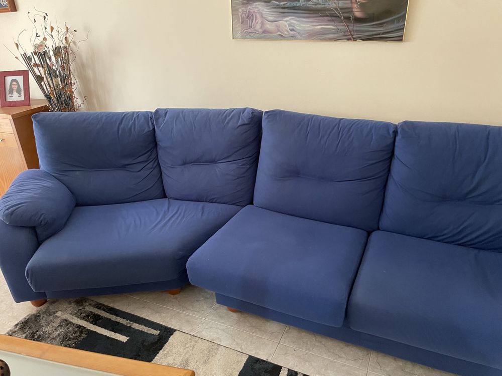 Sofa de Canto em Tecido Azulao