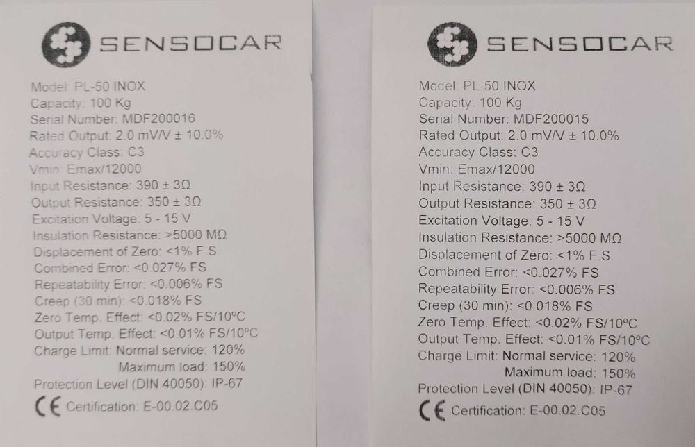 тензодатчики sensocar  PL 50/BS-1  (100-200кг)