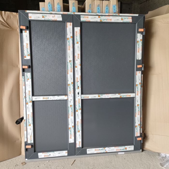 Drzwi pcv dwuskrzydłowe 1400/2100 antracyt do biura sklepu tarasu od r