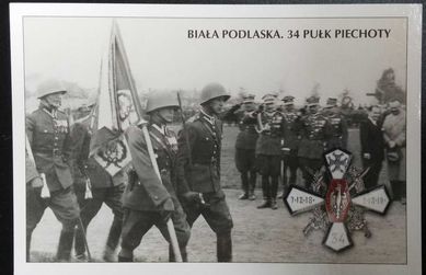 Pocztówka Odznaka 34. Pułk Piechoty reprint