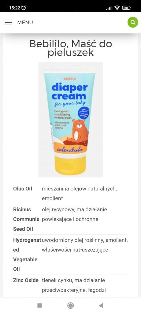 Krem do pupy dla dziecka