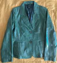 Пиджак кожаный зеленый