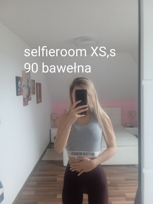 Bluzka podkoszulek crop top bawełna szary sportowy selfieroom hit XS s