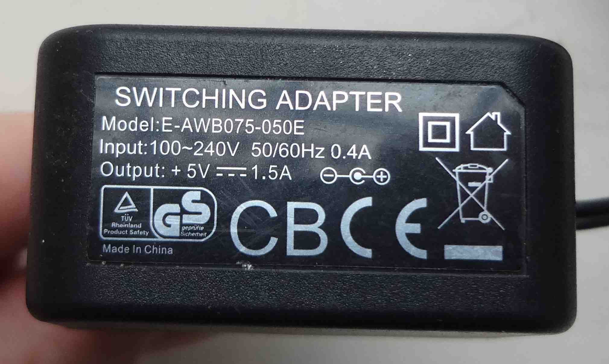 Блок питания Switching adapter 5V 1.5A E-AWB075-050E адаптер