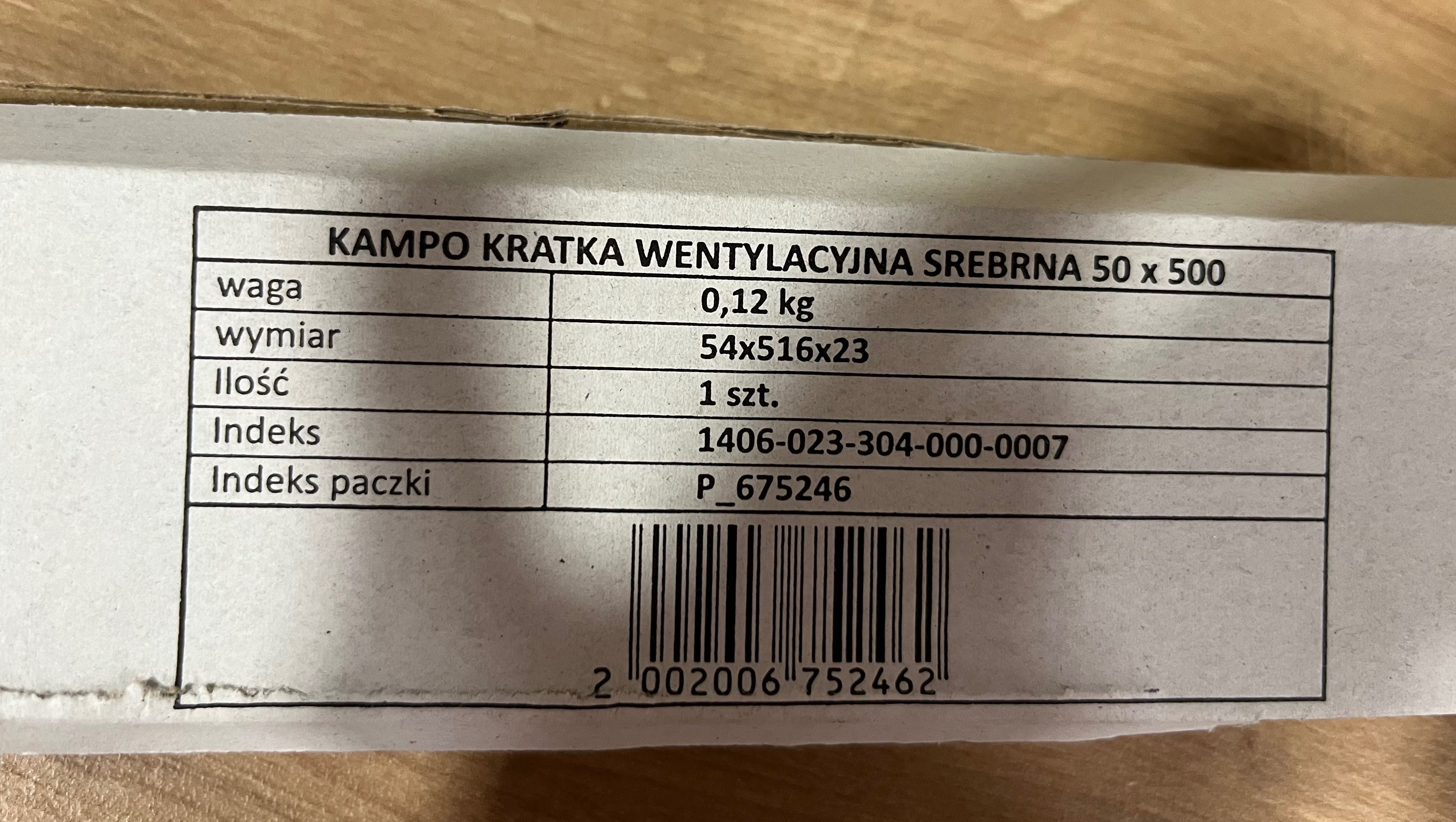 Kratka wentylacyjna srebrna Kampo 50x500