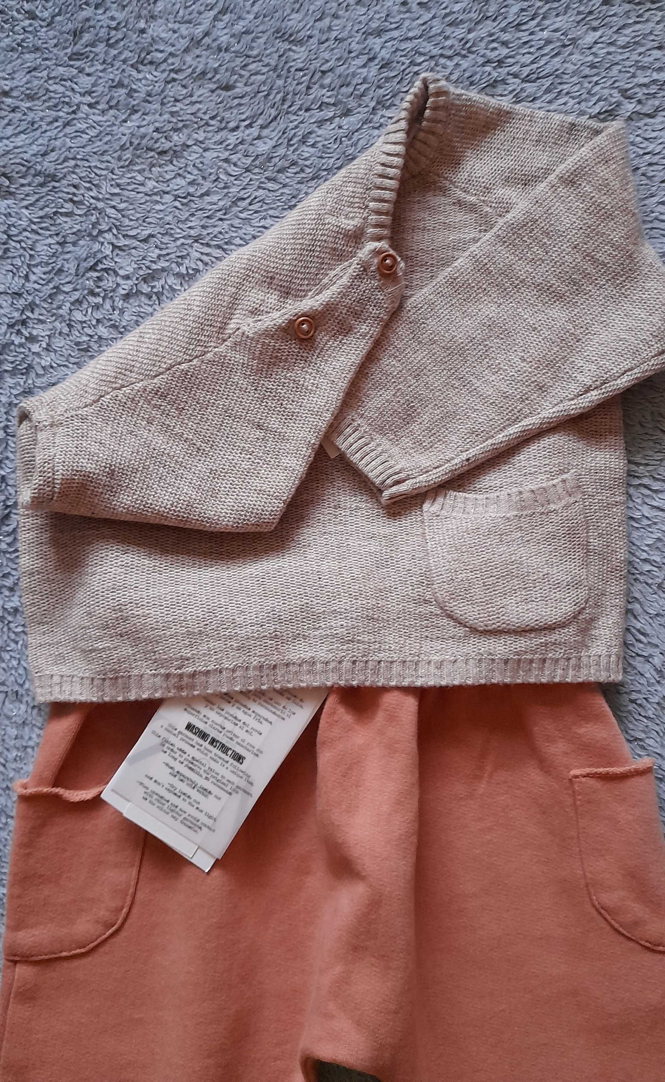 Komplet zestaw sweterek i spodnie roz.74 Zara