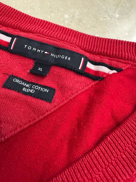 Tommy Hilfiger sweter męski  r. XL crewneck Logowany czerwony. bawełna