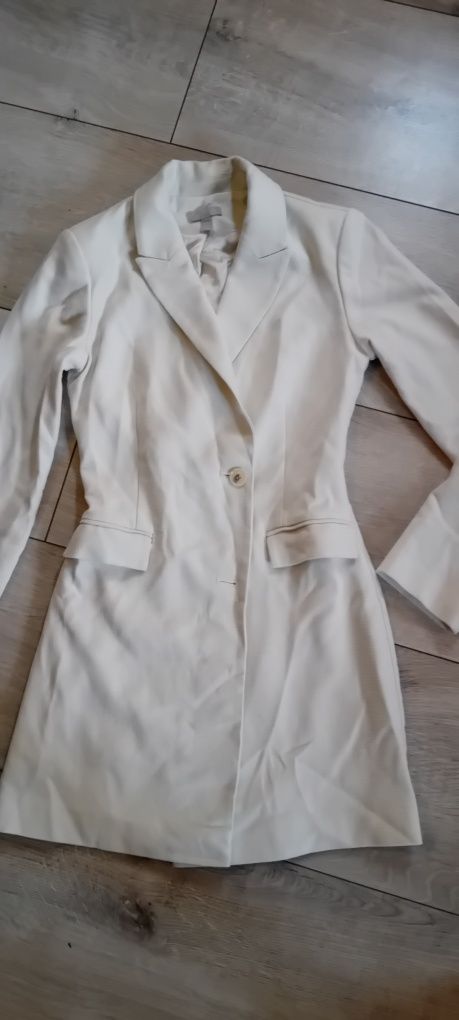 Marynarka długa ecru H&M 34/XS.