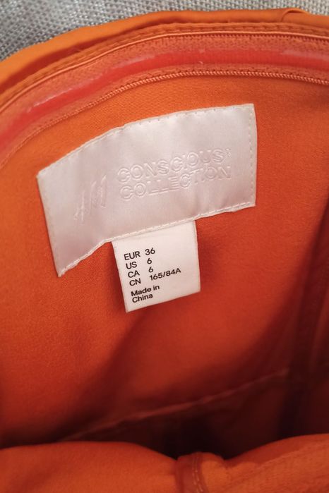 Sukienka H&M, concious koktajlowa wieczorowa weselna ruda pomarańczowa
