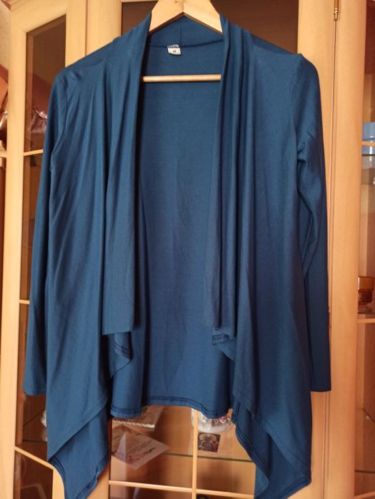 Narzutka kardigan sweter bez zapięcia S M niebieski granatowy