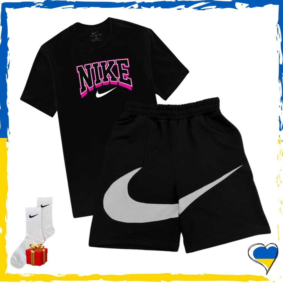 Комплект шорти Nike Big Swoosh та футболка Nike біла/чорна (м1) XS-2XL