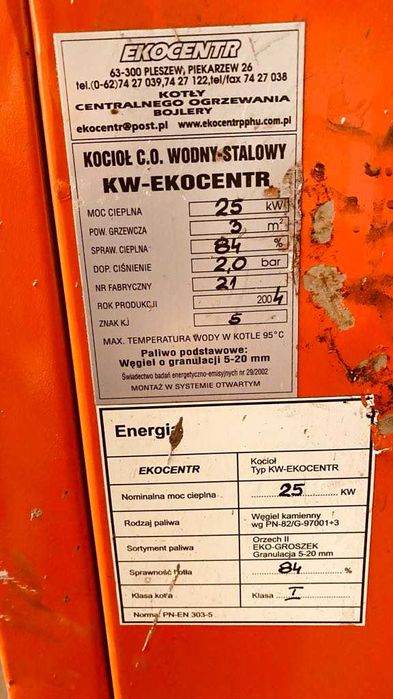 Części piec ekogroszek Ekocentr 25KW