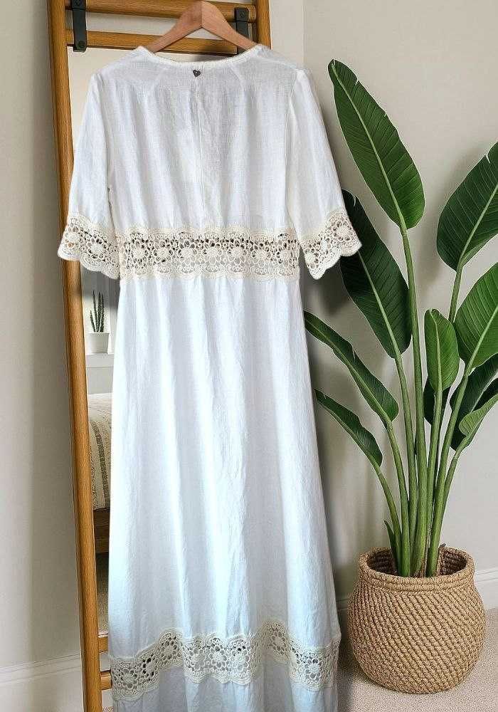 Белое длинное льняное платье Please Fashion Италия, р. S