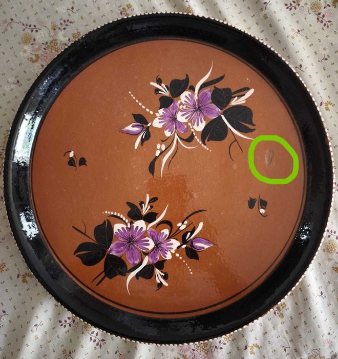 Grande Bandeja em Barro Vidrado Vintage