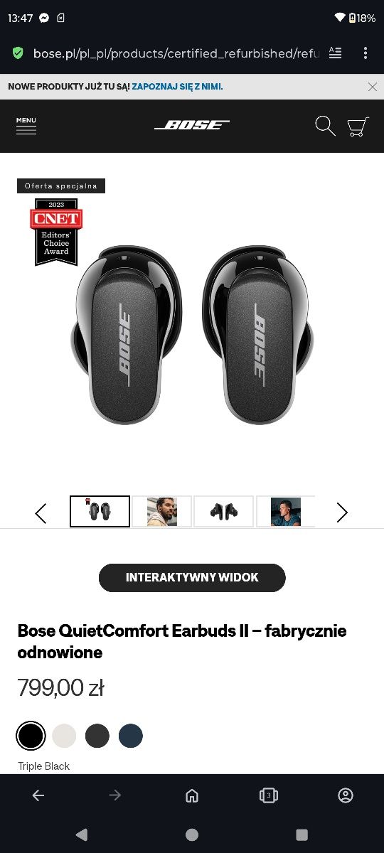 Słuchawki Bose QuietComfort Earbuds II Plomba Gwarancja Dowód Zakupu