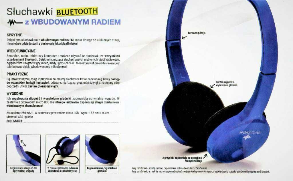 Słuchawki Bluetooth z radiem