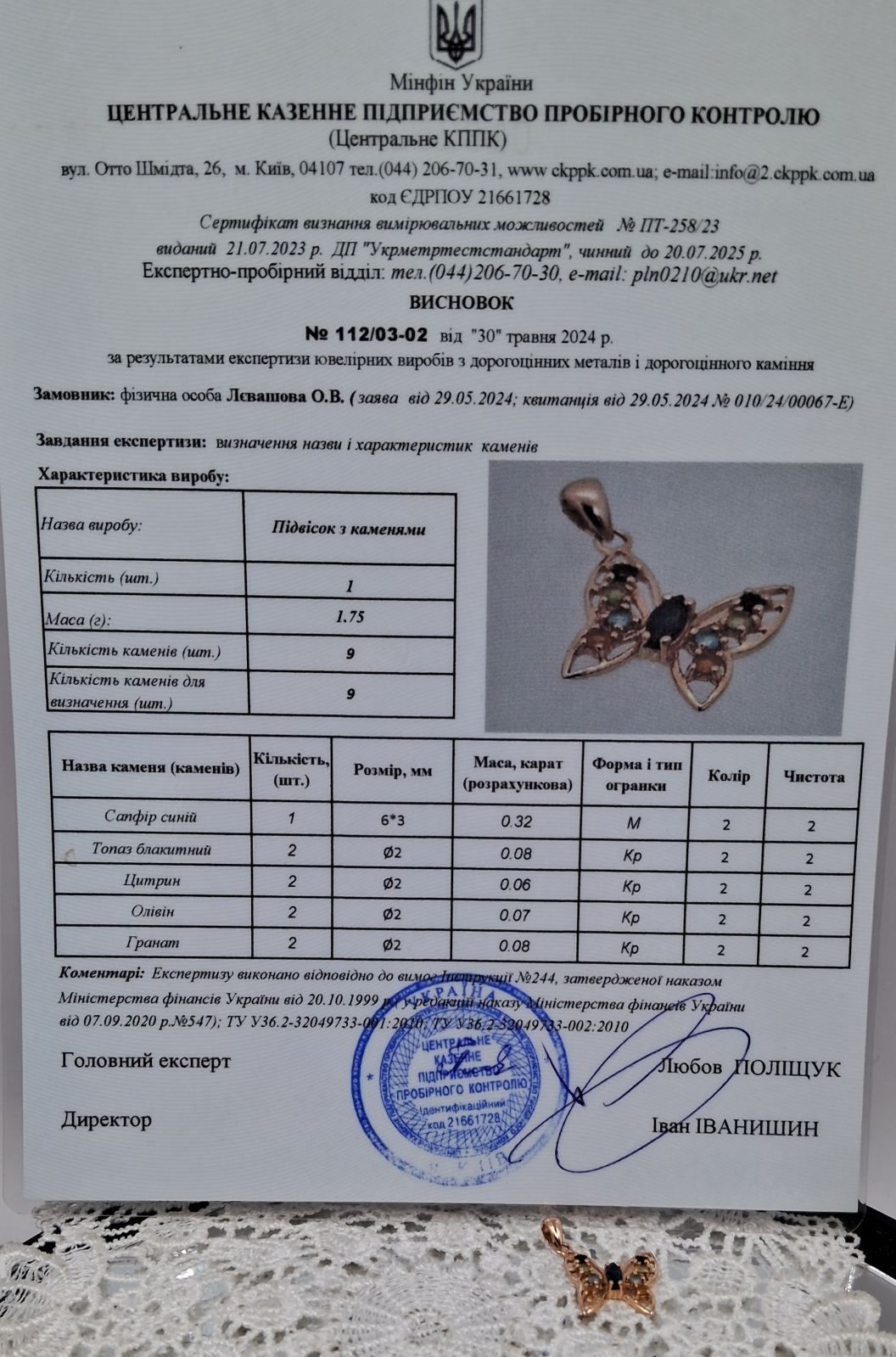 Золотий кулон 585