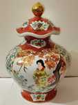 Porcelanowa waza z pokrywą, urna, słój, styl orientalny, 40 cm
