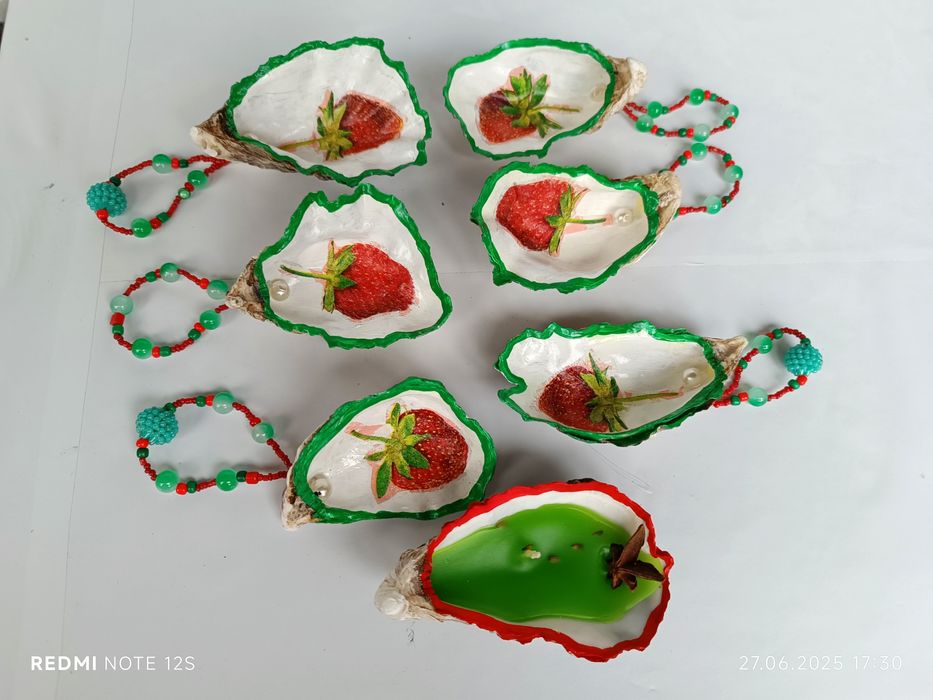 Кільця для серветок+ свічка Устриці Мушлі Набір для сервірування столу