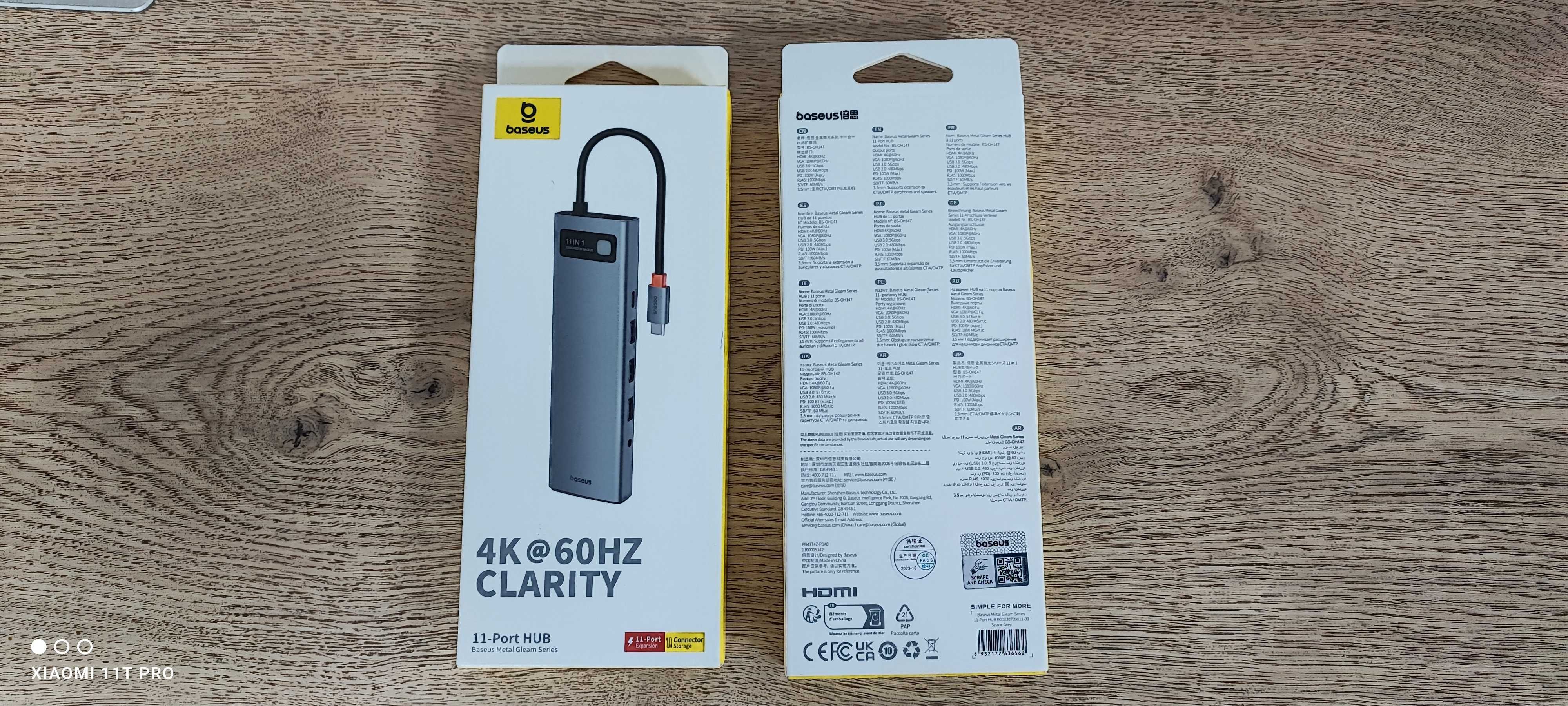 Новий Type-C Хаб Baseus Metal Gleam 11 в 1 USB-C 4K-60Hz/RJ45/PD/USB3