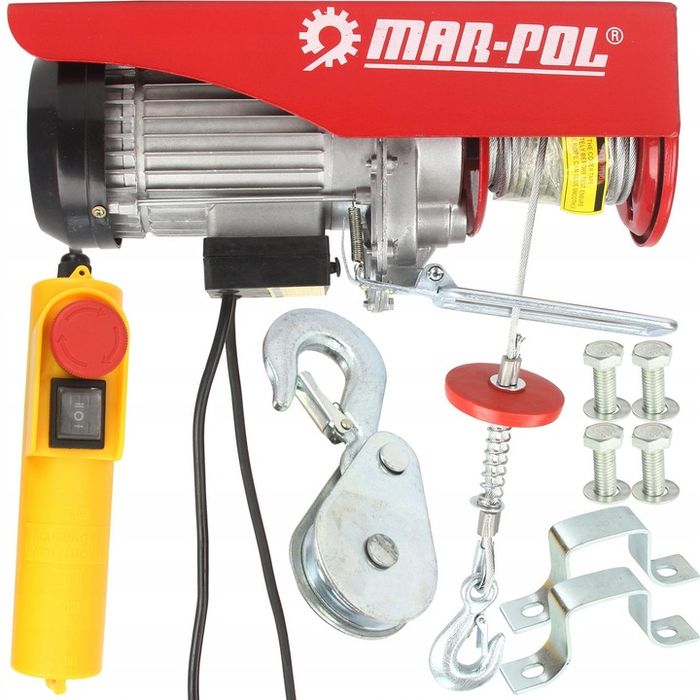 Elektryczna Wyciągarka Wciągarka Linowa 400/800kg 230v + Zblocze Pilot