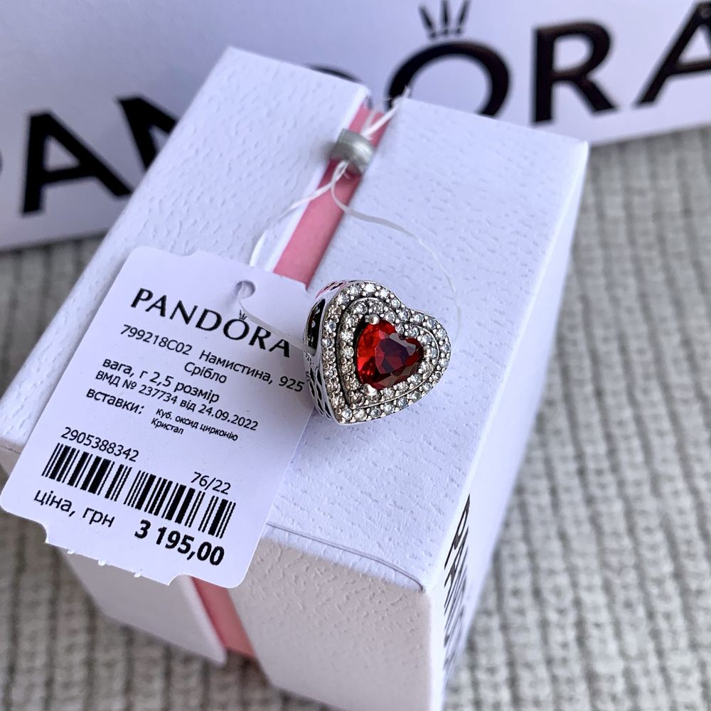 Шарм Пандора оригінал «Червоне серце» Pandora намистина підвіска