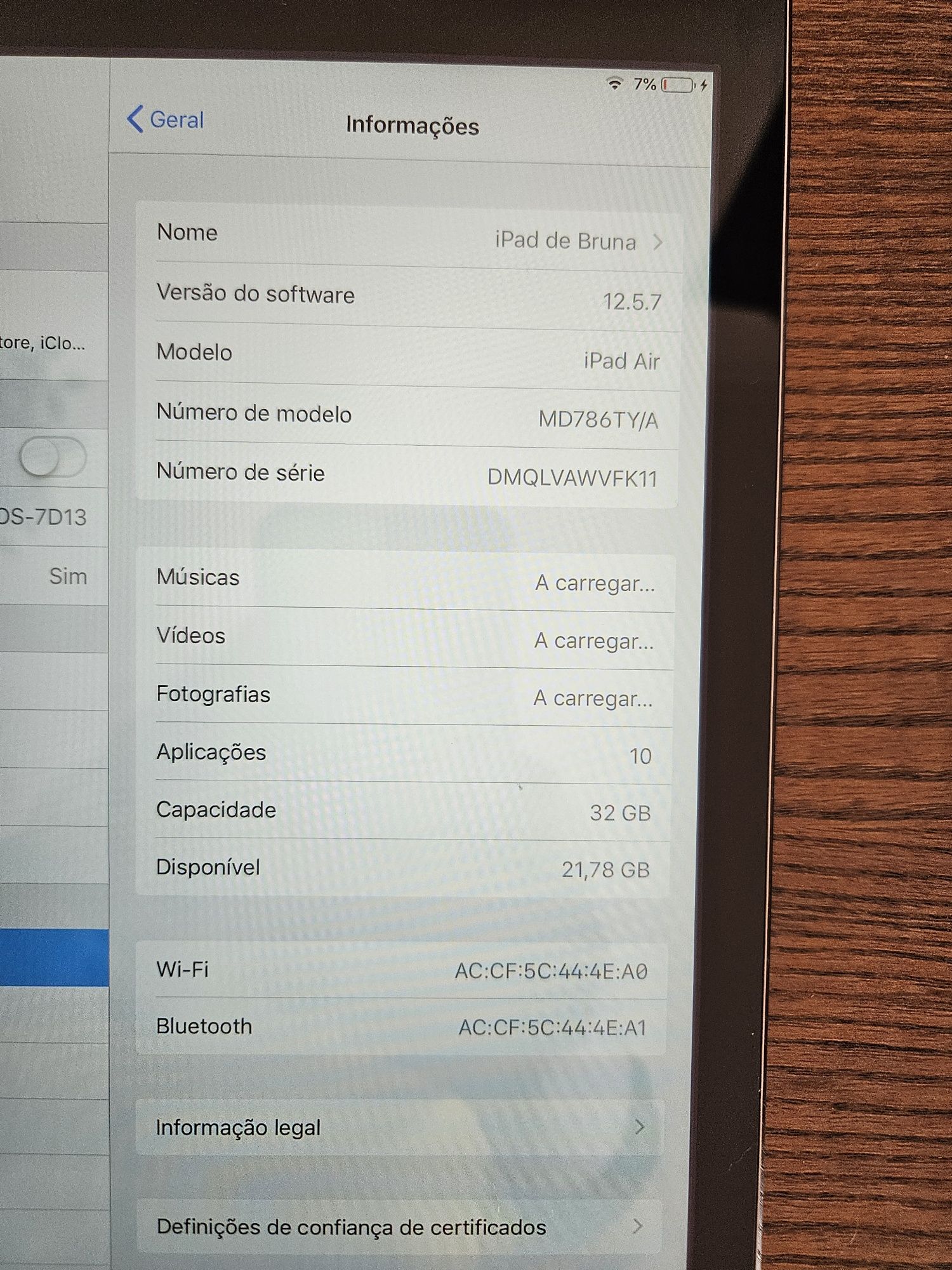 iPad Air 32GB Versão 12.5.7