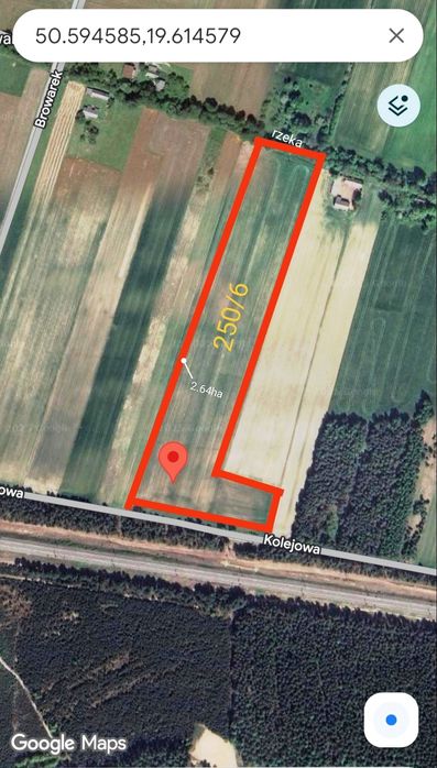 Działka ROLNA RÓWNA bez kamieni  2.64ha Miejscowość BROWAREK