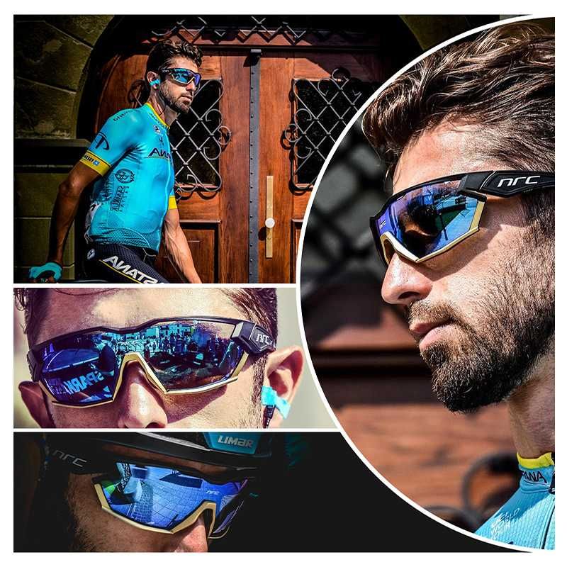 NRC okulary rowerowe uv400 ochronne mtb szosa męskie niebieskie mocne