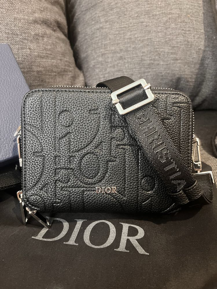 Сумка через плечо барсетка dior монограмная мужская небольшая кожанная