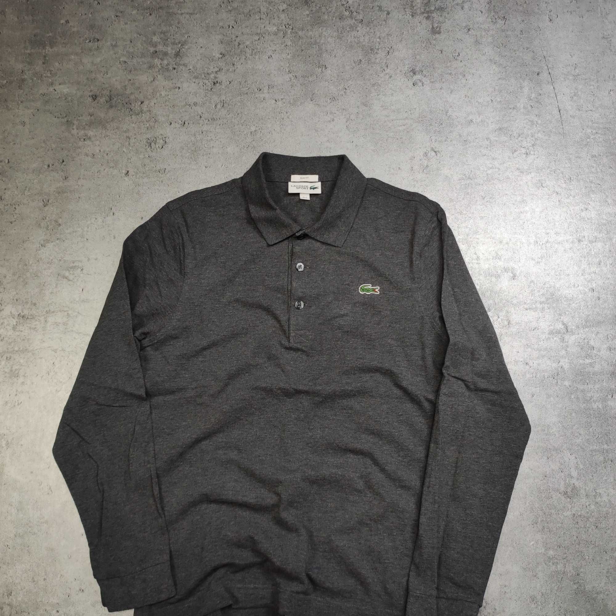 MĘSKA Koszulka Bawełna PREMIUM Lacoste Długi Rękaw Elegancka Slim POLO