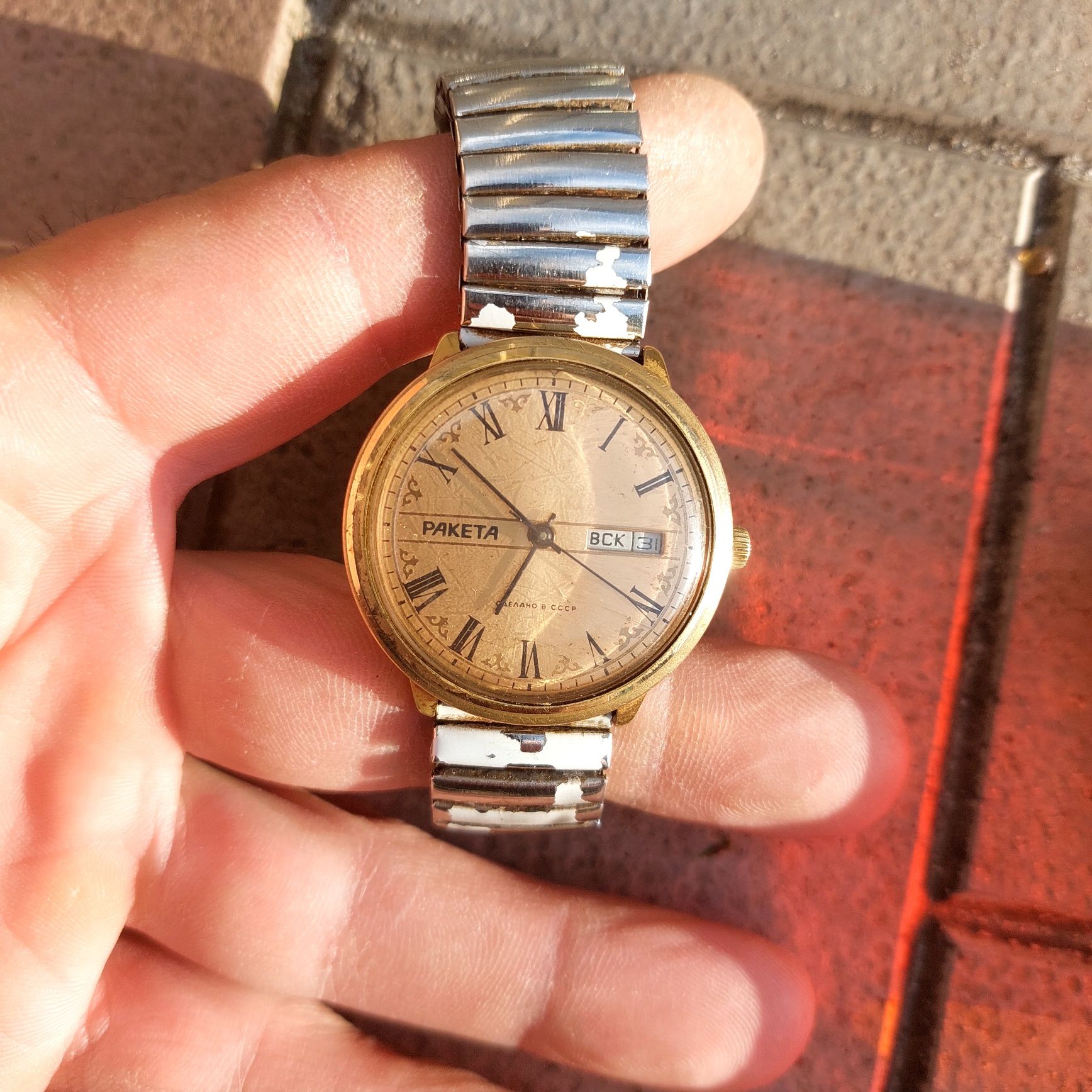 Ракета позолоченые мужские  часы на руку времен СССР Луч Чайка