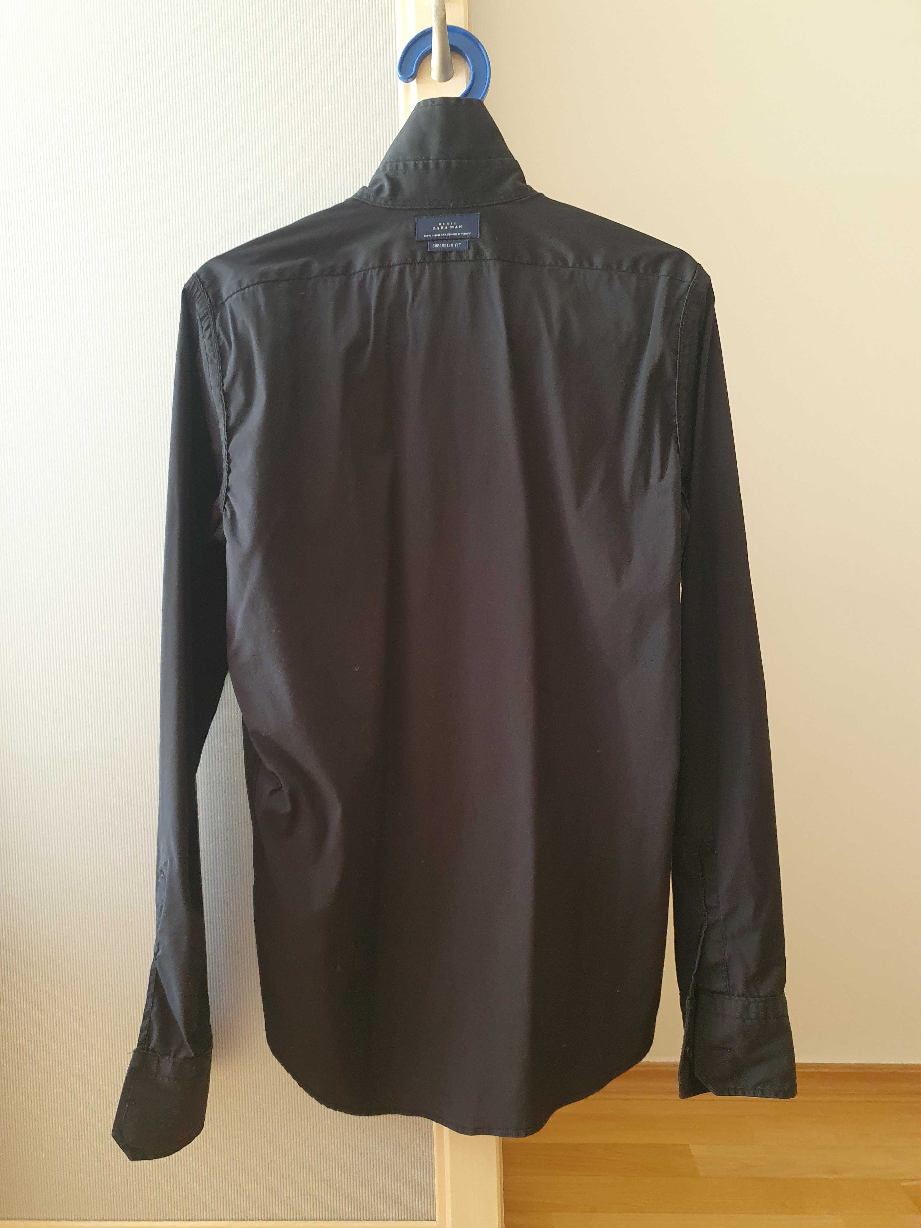Koszula czarna Slim Fit z długim rękawem Zara (rozmiar M)