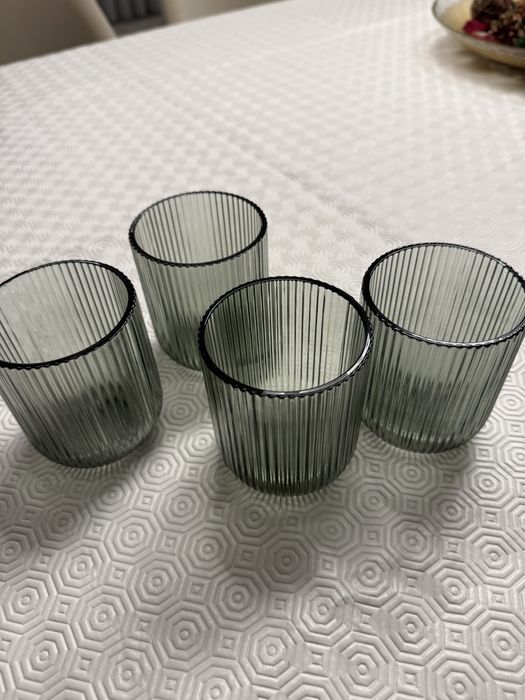 12 Copos de água Riscas verdes 27cl novos